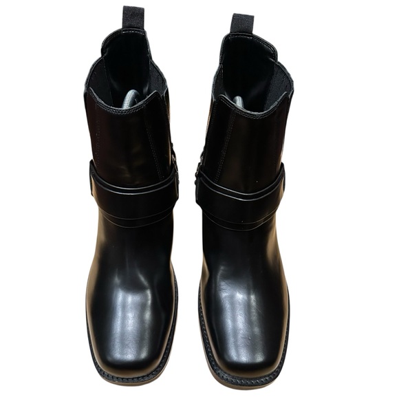 Marc Fisher Black Leather Womens Harness Square Toe Chelsea Boots 9.5 - Picture 7 of 13